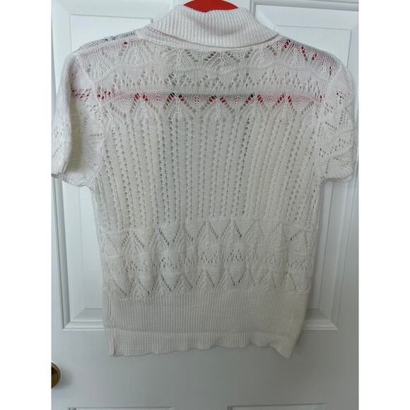 Faded Glory open front white knit cardigan short sleeve Med - Picture 2 of 7